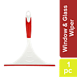 Liao Window & Glass Wiper - Plastic Frame With Rubber Blade, For Multipurpose Cleaning, Red & White 1 pc