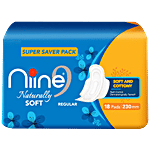 Niine  Naturally Soft Sanitary Napkins - Regular, Soft & Cottony, Fresh Fragrance, Prevents Odour, Controls Rashes 18 pcs Value Pack