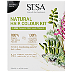 Sesa 3 Step Natural Hair Colour Kit - For First Greys, 100% Organic & Ayurvedic, No Ammonia, Ppd, Peroxide 1 pc (40ml + 200g)