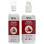 Sesa Onion Combo - Oil + Shampoo, Boosts Growth, Repairs Damage 2 pcs (Oil 200 ml + Shampoo 300 ml)