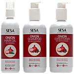Sesa Onion Combo - Oil + Shampoo + Conditioner - Repairs Hair Damage 3 pcs (Oil 200 ml + Shampoo 300 ml + Conditioner 300 ml)