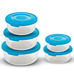 Asian Dryfruit/Pasta Plastic Storage Dabba/Containers Set Super Seal - BPA-Free, Blue 5 pcs