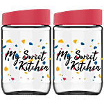 Pasabahce Glass Jar / Container With Red Lid, 660 ml 2 pcs (Set of 2)