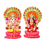 Creative Space Lakshmi Ganesh Murti/ Idol - For Diwali/ Pooja, Clay/ Terracotta 2 pcs