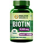 Himalayan Organics Biotin Supplement Tablets - With Keratin & Piperine, For Healthy Hair, Skin & Nails 90 pcs 