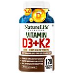 Nature Life Nutrition Vitamin D3 & K2 Supplement Tablets - For Heart & Bone Health Support 120 pcs 