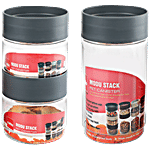 Cello Stackable Plastic Storage Containers - Modustack, Grey 3 pcs 