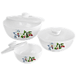 Cello Mixing Bowl Set With Lids - Royal Opalware, Cherry Tomato 3 pcs 