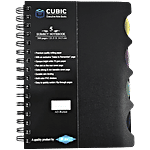 Cubic A5 Size 300 Pages Ruled 57 GSM 5-Subject Wiro Notebook - Black, 21.5 x 14.5 cm 1 pc