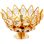 Trm Crystal Bowl Pooja Diya/Oil Lamp - Medium, Perfect For Decorative Use 1 pc