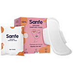 Sanfe Organic Sanitary Day Pads - With Bamboo Fibre Core, Rash Free, Soft & Thin 12 pcs 