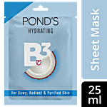 Ponds Vitamin Duo Sheet Mask - Hydrating, Vitamin B3 + Coconut Water, For Dewy, Radiant & Purified Skin 25 ml