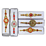 Mangal Bhavan Swastik Stone Rakhi - Assorted 1 pc 