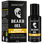 Mancode Eucalyptus & Black Pepper Beard Oil - With Pure Ingredients, Reduces Dryness 60 ml