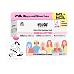 Plush Ultra Thin Sanitary Pads With Disposable Pouches & 4 Panty Liners - XL & XXL 30 pcs