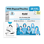 Plush Ultra Thin Sanitary Pads With Disposal Pouches & 4 Liners - XXL 25 pcs