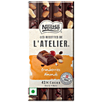 NESTLE Les Recettes de l'Atelier Swiss Chocolate - Cranberries Almonds Bar, 43% Cocoa Dark Noir, Rich & Luscious 170 g 