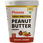 Pintola Organic Jaggery Peanut Butter - Creamy, With 33g Protein & 7g Fiber 510 g