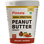 Pintola Organic Jaggery Peanut Butter - Crunchy, With 33g Protein & 7g Fiber 510 g
