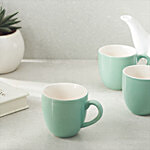 bb home Earth Mini Teacup Set - Handcrafted Ceramic, Pastel Green 180 ml (Set of 6)