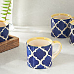 bb home Earth Teacup Set - Hand Ceramic, Vintage Yellow Blue 180 ml (Set of 6)