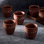 bb home Earth Tea Kulhad/Shikora, Ceramic Traditional Style Handcrafted - Mud Brown 180 ml (Set of 6)