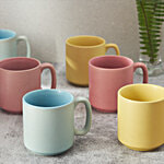 bb home Earth Tea/ Coffee Mug Set - Hand Crafted Ceramic, Multicolour Pastel 230 ml (Set of 6)