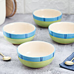 bb home Earth Dining Bowl/Katori Set - Hand Crafted Ceramic, Tricolour 250 ml (Set of 4)