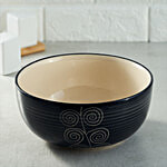 bb home Earth Serving/Mixing Bowl - Hand Painted Ceramic, Delightful Spiral Black 1.3 L