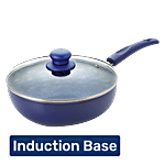 Nirlon New Bling Non-Stick Aluminium Kadai - Induction Base, With Glass Lid, 24 cm, 3 mm 3 L