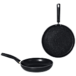 Bergner Non Stick Cookware Set - Essential +, Frypan, Tawa, Induction Compatible,Black 2 pcs