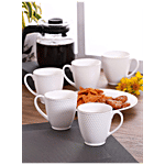 Clay Craft Ceramic Coffee/Tea Mugs - Omega Impression, 1101 200 ml (Set of 6)