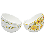 Clay Craft Ceramic Katori/Bowl - Imperial Yellow, 10 cm 230 ml (Set of 4)