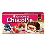 Orion Choco Pie - Centre Filled Biscuit, Soft, Real Strawberry Flavour 168 g Box