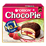 Orion Strawberry Choco Pie With Free Korean Tattoo Inside 336 g 12 pcs