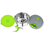 PddFalcon Stainless Steel Vegetable/Fruit Chopper Bowl - With Lid, Green, Easy To Wash & Durable 450 ml