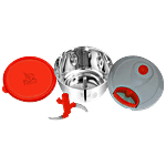 PddFalcon Stainless Steel Vegetable/Fruit Chopper Bowl - With Lid, Red, Easy To Wash & Durable 450 ml