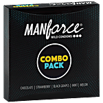 Manforce Condoms 3 In 1 Combo Pack - Wild, Dotted, Ribbed & Counter, Assorted Flavours 20 pcs (Pack of 5)
