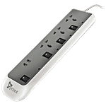 Syska Extension Cord - ABS Plastic, EBU-0302, 2 mtr, 3 Socket Surge Protector 1 pc 