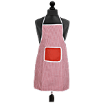 JBG Home Store Kitchen Apron - Red, With Front Pocket, Reversible, Cotton, Waterproof, Checkered Pattern 1 pc 
