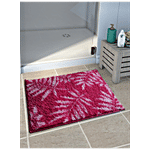 Athom Living Anti Slip Bath/Door/Floor Mat - Micro Designer Pink Leaf, Soft, Strong & Durable 1 pc