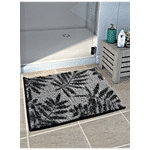 Athom Living Anti Slip Bath/Door/Floor Mat - Micro Designer Grey Leaf, Soft, Strong & Durable 1 pc