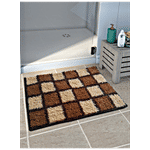 Athom Living Anti Slip Bath/Door/Floor Mat - Micro Designer Brown Blocks, Soft, Strong & Durable 1 pc