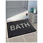 Athom Living Anti Slip Bath/Door/Floor Mat - Micro Designer Black, Soft, Strong & Durable 1 pc