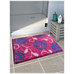 Athom Living Anti Slip Bath/Door/Floor Mat - Micro Designer Pink Flower, Soft, Strong & Durable 1 pc
