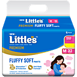 Little's Premium Baby Fluffy Soft Diaper Pants - M, 7-12 kg 32 pcs