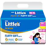 Little's Premium Baby Fluffy Soft Diaper Pants - NB, Upto 5 kg 40 pcs