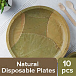 bb home Earth Natural Disposable Plates - 29.2 cms, Siali Leaf, Round 10 pcs