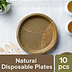 bb home Earth Natural Disposable Plates - 20.3 cms, Siali Leaf, Round 10 pcs