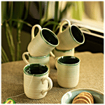 ExclusiveLane Ceramic Tea & Coffee Cups - Jade Translucence, Studio Pottery Glazed 190 ml (Set of 6)
